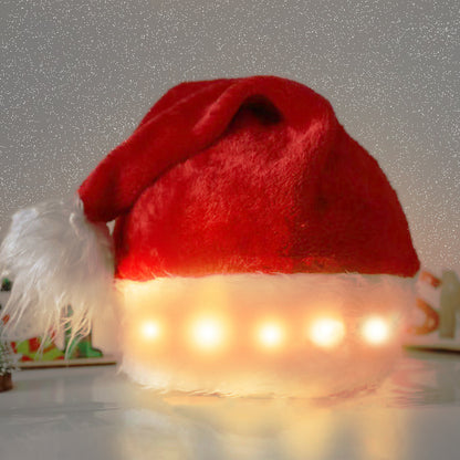 Plush Santa Hat - Light Up, Funny Christmas Hats for Kids & Adults