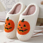 Halloween pumpkin warm winter slippers for men and women couples