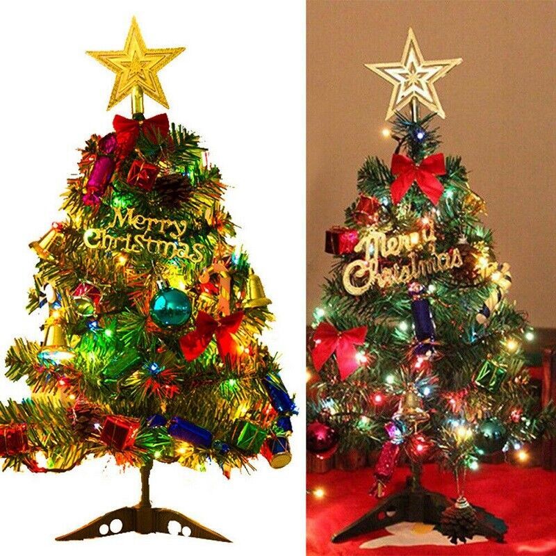 Mini Christmas Tree Small Christmas Tree with LED Lights Ornaments Tabletop Artificial Christmas Tree Christmas Decorations Indoor Christmas Decor 30/45/60cm