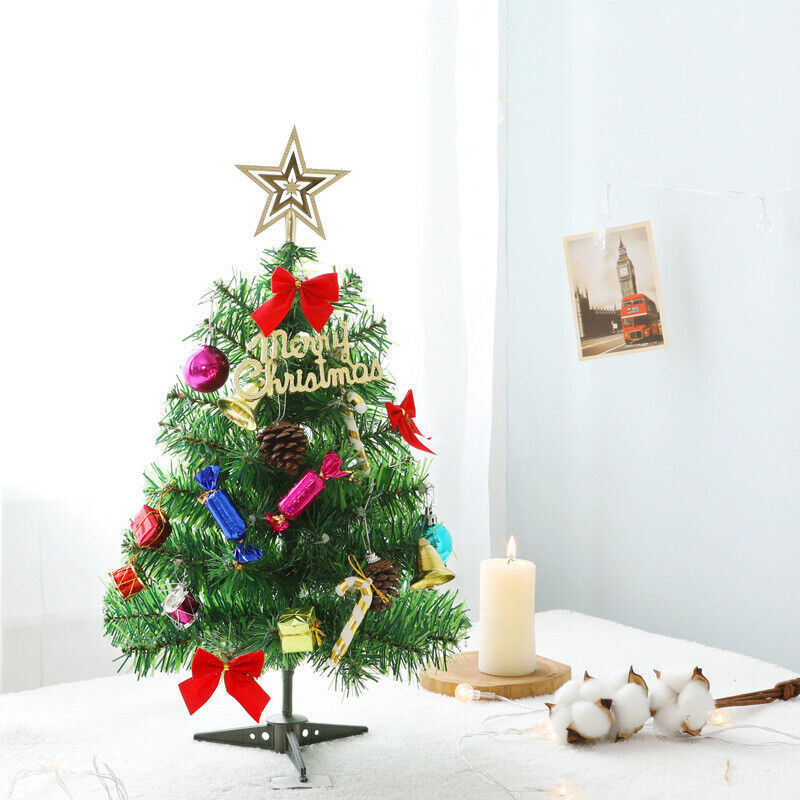 Mini Christmas Tree Small Christmas Tree with LED Lights Ornaments Tabletop Artificial Christmas Tree Christmas Decorations Indoor Christmas Decor 30/45/60cm