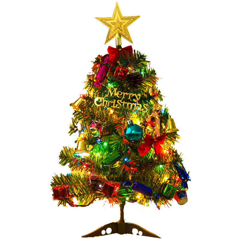 Mini Christmas Tree Small Christmas Tree with LED Lights Ornaments Tabletop Artificial Christmas Tree Christmas Decorations Indoor Christmas Decor 30/45/60cm