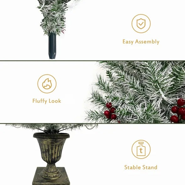 Pre-lit Xmas Tree Artificial Christmas 4-Piece Set,Garland, Wreath And Set Of 2 Entrance Trees X-mas