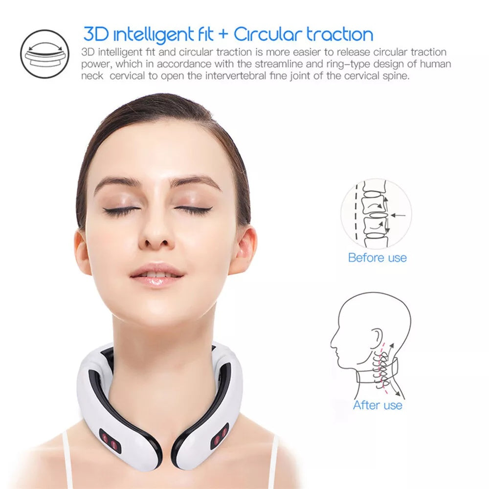 Intelligent Neck Massager with Heat, Electric Pulse Neck Massager for Pain Relief, Wireless Neck Massager for Women