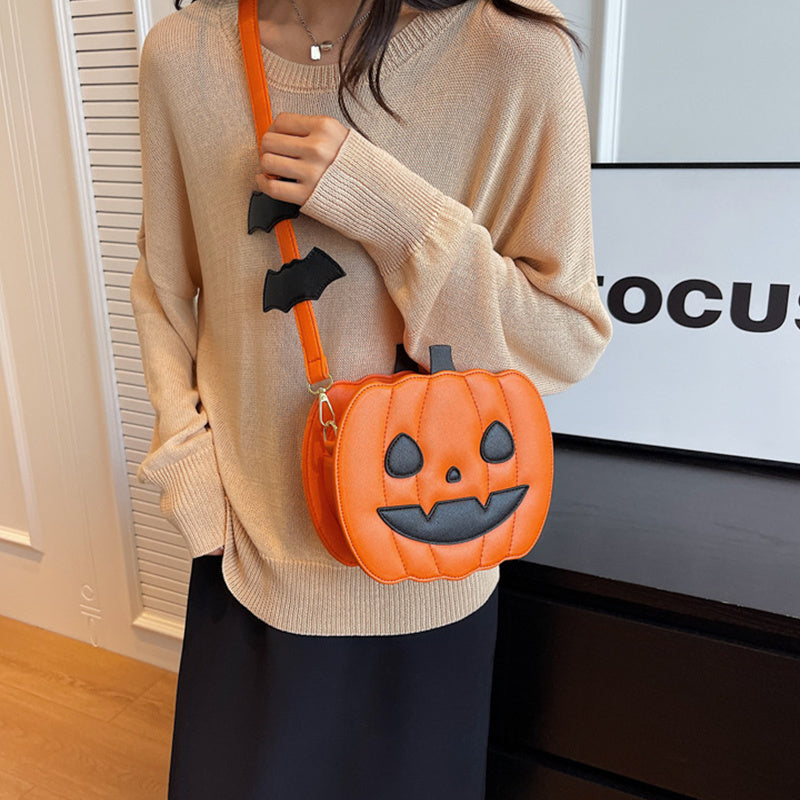 2024 Halloween Bags Funny Pumpkin Shoulder Crossbody Bag With Bat