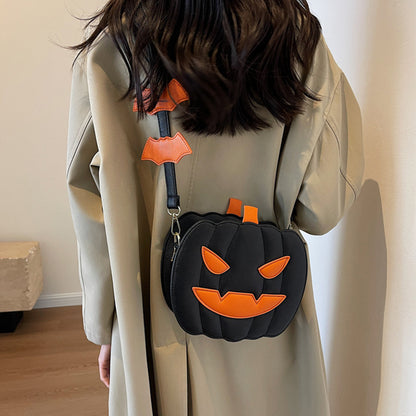 2024 Halloween Bags Funny Pumpkin Shoulder Crossbody Bag With Bat