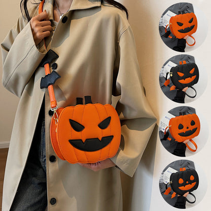 2024 Halloween Bags Funny Pumpkin Shoulder Crossbody Bag With Bat