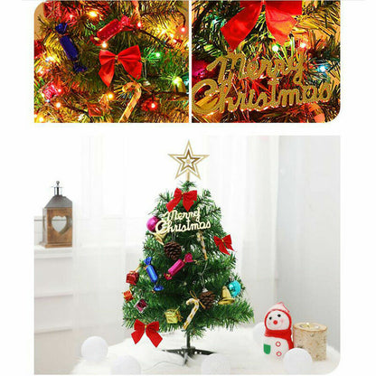 Mini Christmas Tree Small Christmas Tree with LED Lights Ornaments Tabletop Artificial Christmas Tree Christmas Decorations Indoor Christmas Decor 30/45/60cm